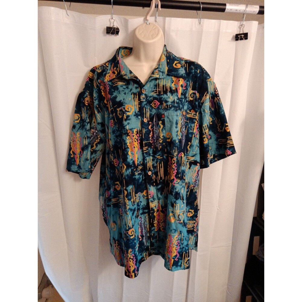 Mad Gringo Hawaiian Shirt Flame Symbol Men Sz XL